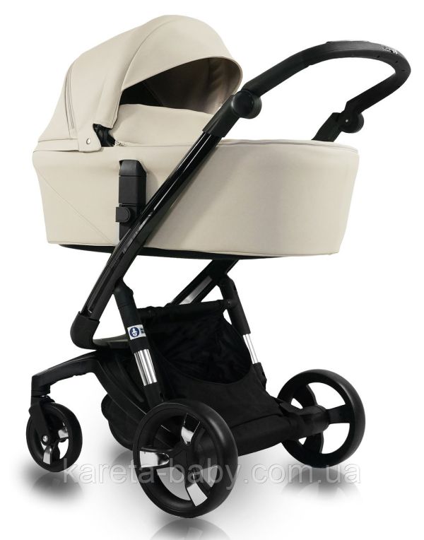 Коляска 2 в 1 iBebe istop 19 Gloss бежевая экокожа (хром+черная рама)
