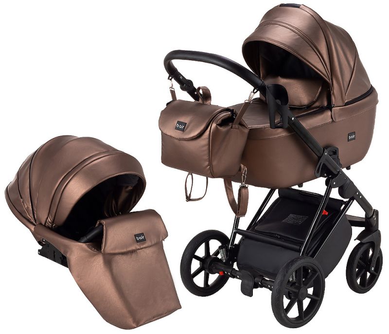 Коляска 2 в 1 Bair Infinity шкіра 100% BI-02-AMO bronze pearl (бронза перламутр)
