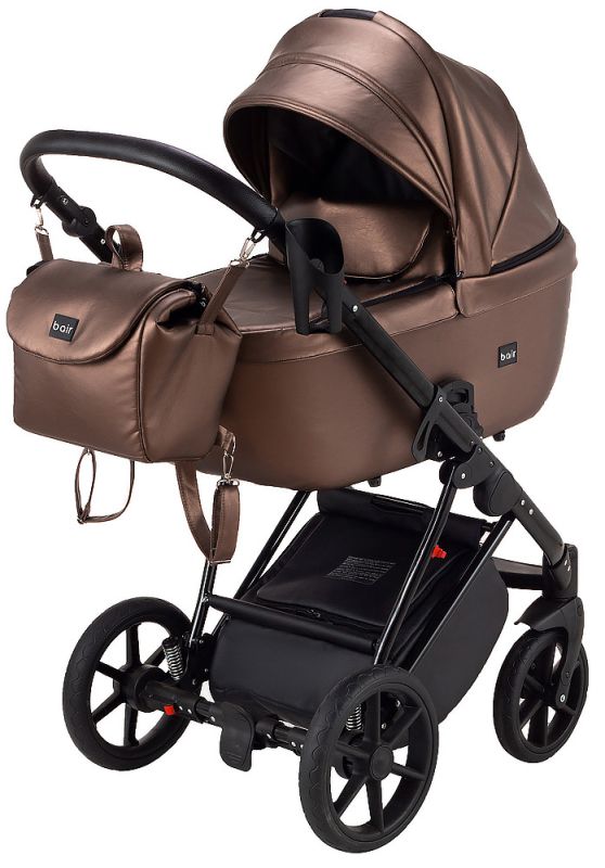 Коляска 2 в 1 Bair Infinity шкіра 100% BI-02-AMO bronze pearl (бронза перламутр)
