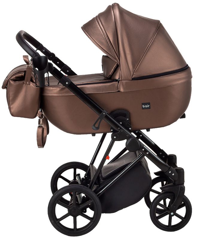 Коляска 2 в 1 Bair Infinity шкіра 100% BI-02-AMO bronze pearl (бронза перламутр)