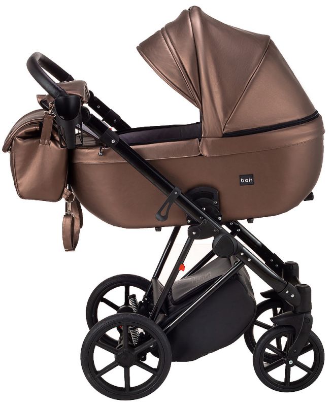 Коляска 2 в 1 Bair Infinity шкіра 100% BI-02-AMO bronze pearl (бронза перламутр)