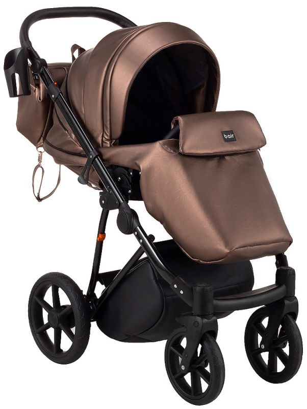 Коляска 2 в 1 Bair Infinity шкіра 100% BI-02-AMO bronze pearl (бронза перламутр)