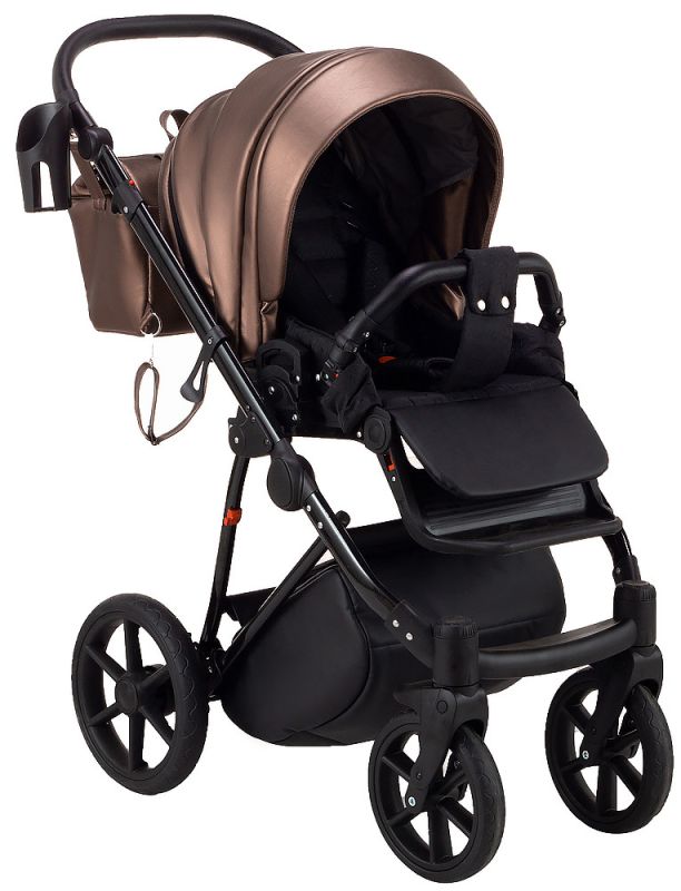Коляска 2 в 1 Bair Infinity шкіра 100% BI-02-AMO bronze pearl (бронза перламутр)