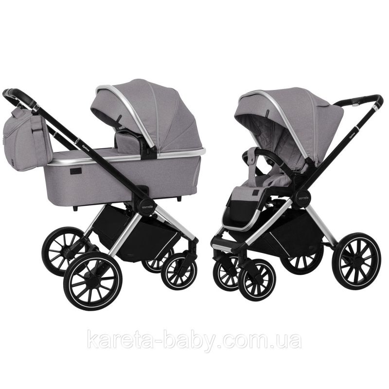 Коляска 2 в 1 CARRELLO Optima CRL-6503 Mirror Grey в льне