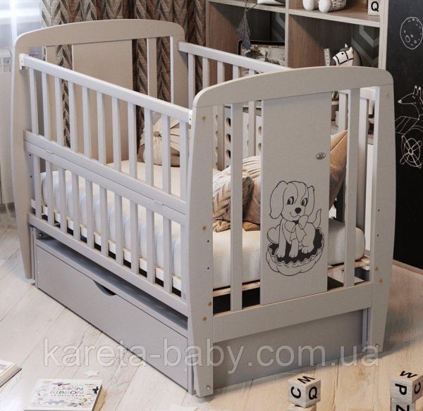Ліжко Babyroom Собачка маятник, ящик, відкидний бік DSMYO-3 бук сірий Ліжко Babyroom Собачка маятник, ящик, відкидний бік DSMYO-3 бук сірий