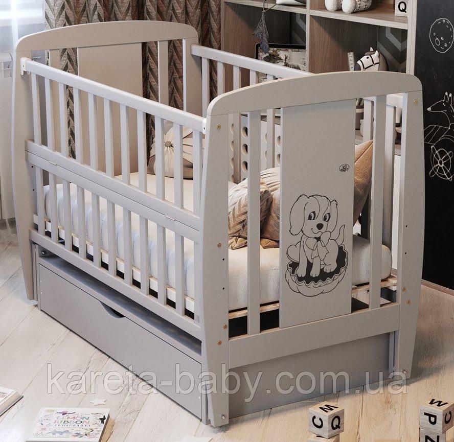 Ліжко Babyroom Собачка маятник, ящик, відкидний бік DSMYO-3 бук сірий