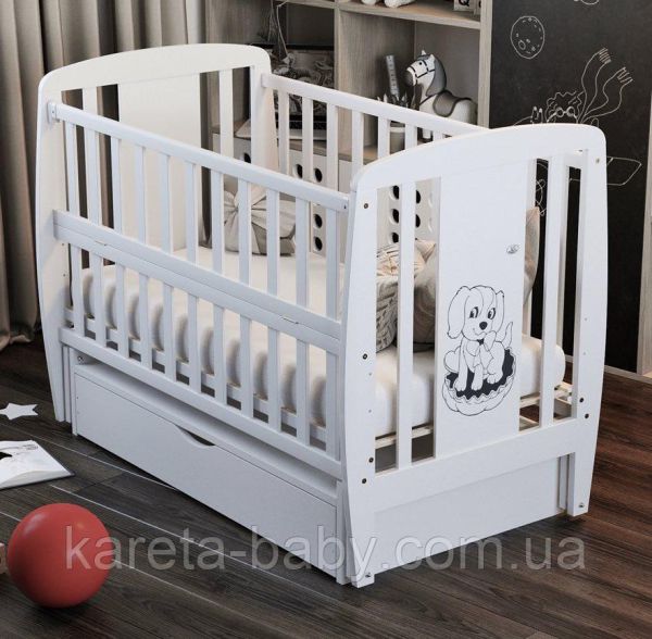 Ліжко Babyroom Собачка маятник, ящик, відкидний бік DSMYO-3 бук білий Ліжко Babyroom Собачка маятник, ящик, відкидний бік DSMYO-3 бук білий