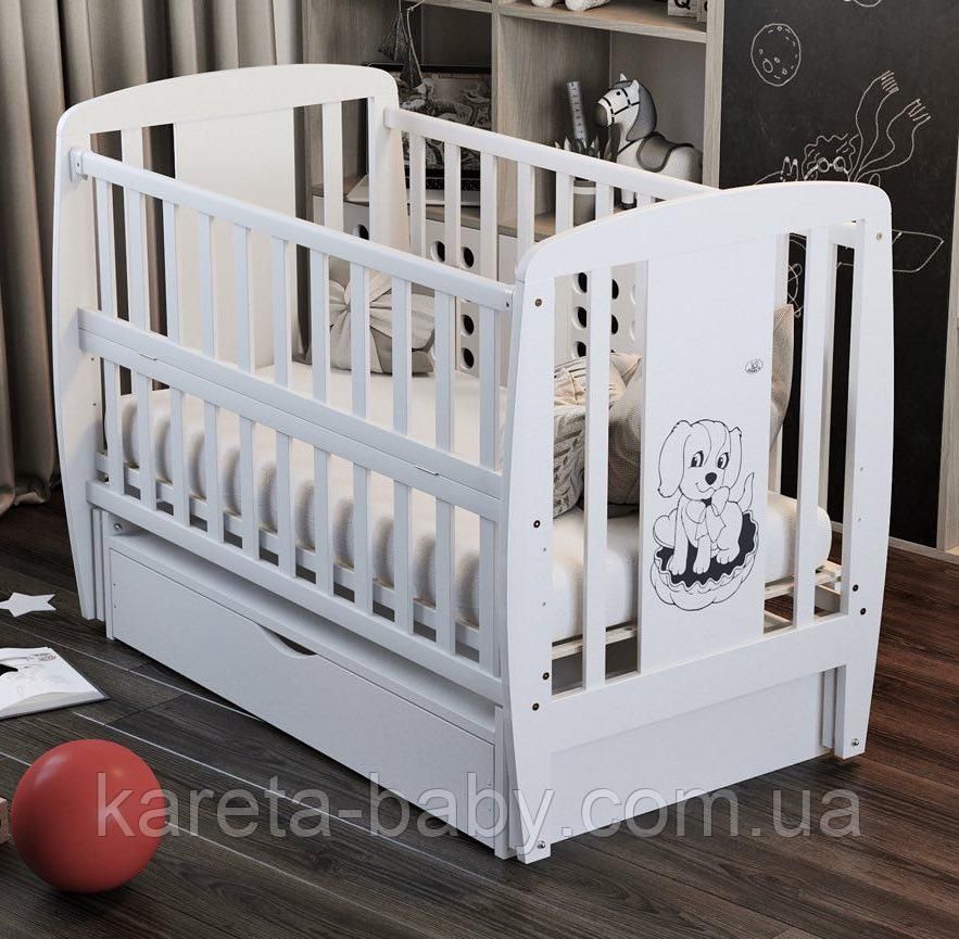 Ліжко Babyroom Собачка маятник, ящик, відкидний бік DSMYO-3 бук білий