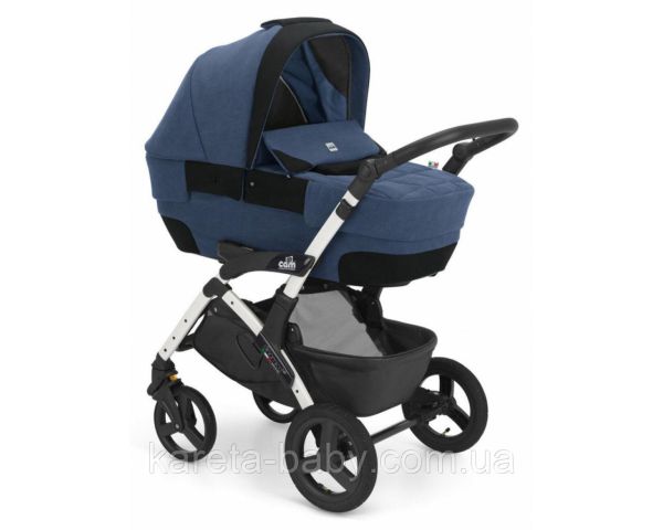Коляска 3 в 1 Cam DINAMICO UP ROVER, на білій рамі, синій