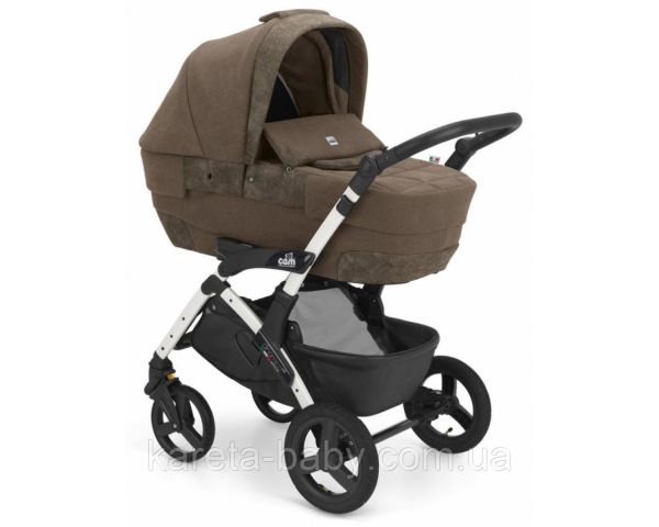Коляска 3 в 1 Cam DINAMICO UP ROVER, на білій рамі, коричневий