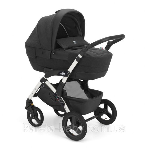 Коляска 3 в 1 Cam DINAMICO UP ROVER, на білій рамі, чорний