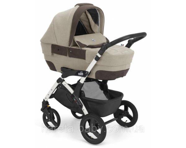 Коляска 3 в 1 Cam DINAMICO UP ROVER, на білій рамі, бежевий