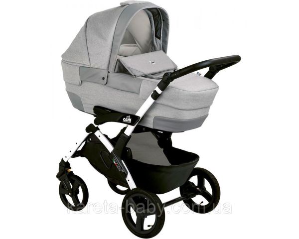 Коляска 3 в 1 Cam DINAMICO UP ROVER, на білій рамі, сірий Коляска 3 в 1 Cam DINAMICO UP ROVER, на білій рамі, сірий
