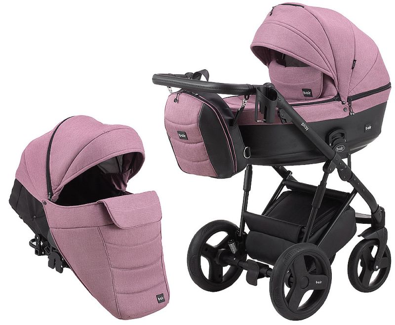 Коляска 2 в 1 Bair Play Plus Soft BPS-948 сиреневый - черный (кожа)
