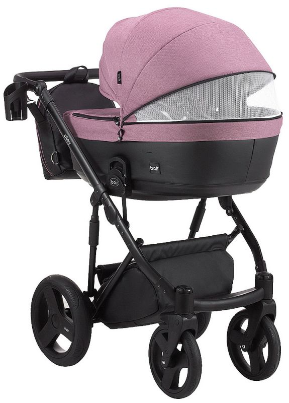Коляска 2 в 1 Bair Play Plus Soft BPS-948 сиреневый - черный (кожа)