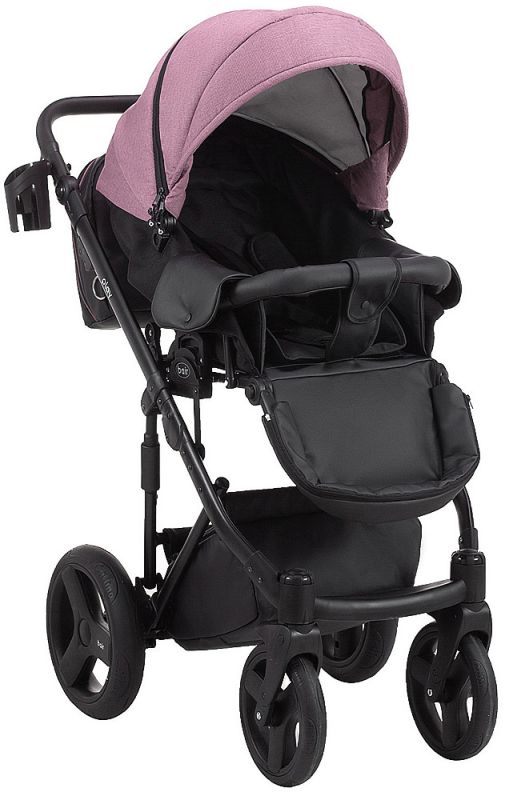 Коляска 2 в 1 Bair Play Plus Soft BPS-948 сиреневый - черный (кожа)