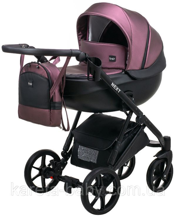 Коляска 2 в 1 Bair Next шкіра 100% 18 фіолетовий (перламутр)