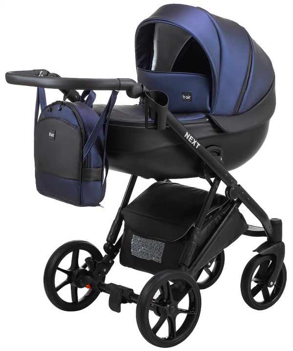 Коляска 2 в 1 Bair Next шкіра 100% 11 темно-синій (перламутр)