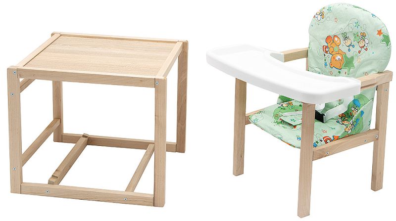 Стульчик- трансформер Babyroom Пони-230 eko без лака пластиковая столешница  зеленый (мишки и пчелки)