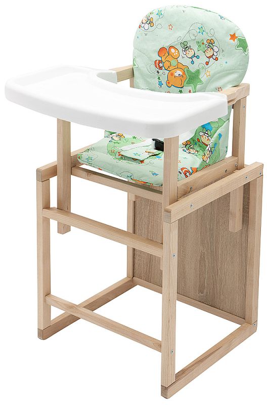 Стульчик- трансформер Babyroom Пони-230 eko без лака пластиковая столешница  зеленый (мишки и пчелки)