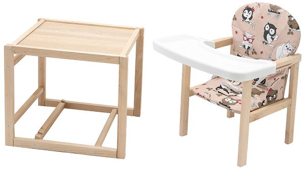 Стульчик- трансформер Babyroom Пони-230 eko без лака пластиковая столешница  бежевый (совы) Стульчик- трансформер Babyroom Пони-230 eko без лака пластиковая столешница  бежевый (совы)