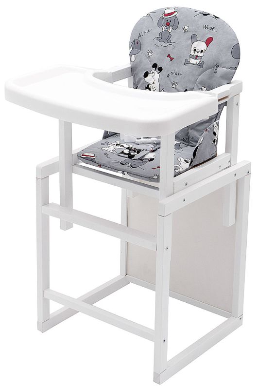 Стульчик- трансформер Babyroom Пони-240 белый пластиковая столешница  серый (собачки)