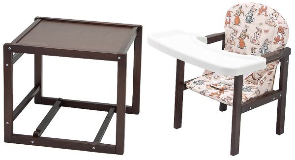 Стільчик-трансформер Babyroom Поні-220 тонований пластикова стільниця бежевий (зайчики)