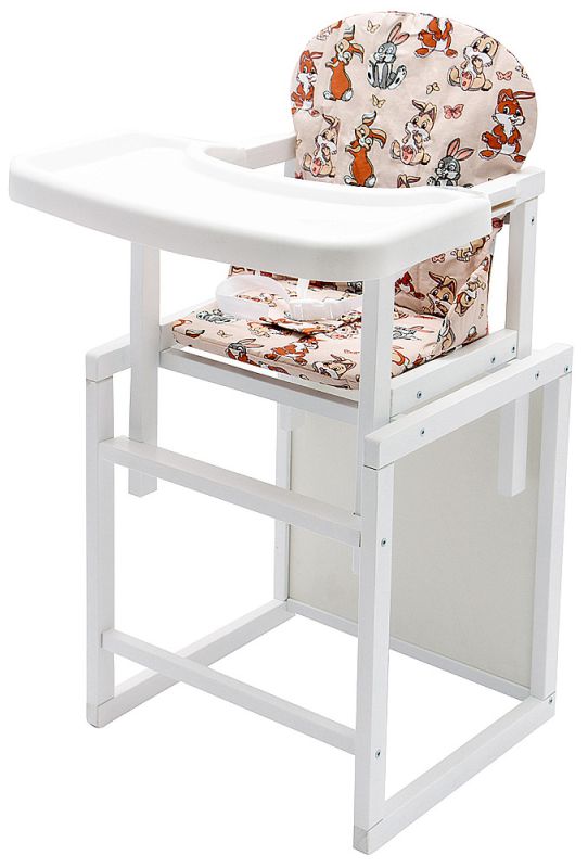 Стульчик- трансформер Babyroom Пони-240 белый пластиковая столешница  бежевый (зайчики)