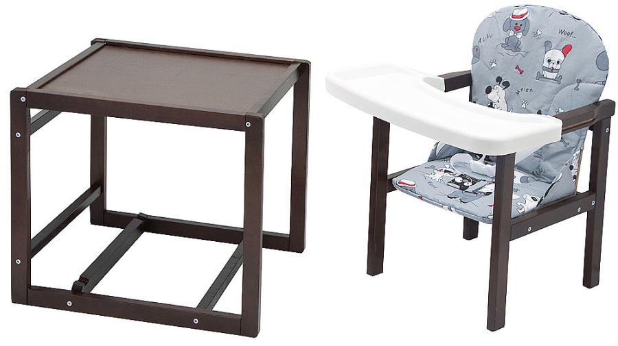 Стілець-трансформер Babyroom Поні-220 тонований пластикова стільниця сірий (собачки)