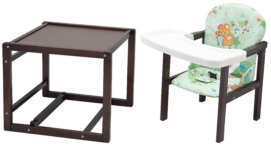 Стільчик-трансформер Babyroom Поні-220 тонований пластикова стільниця зелений (ведмедики та бджілки)
