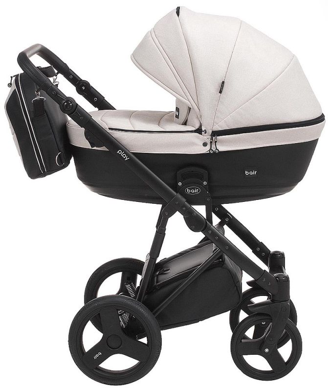 Коляска 2 в 1 Bair Play Plus Soft BPS-834 світло-бежевий - чорний (шкіра)