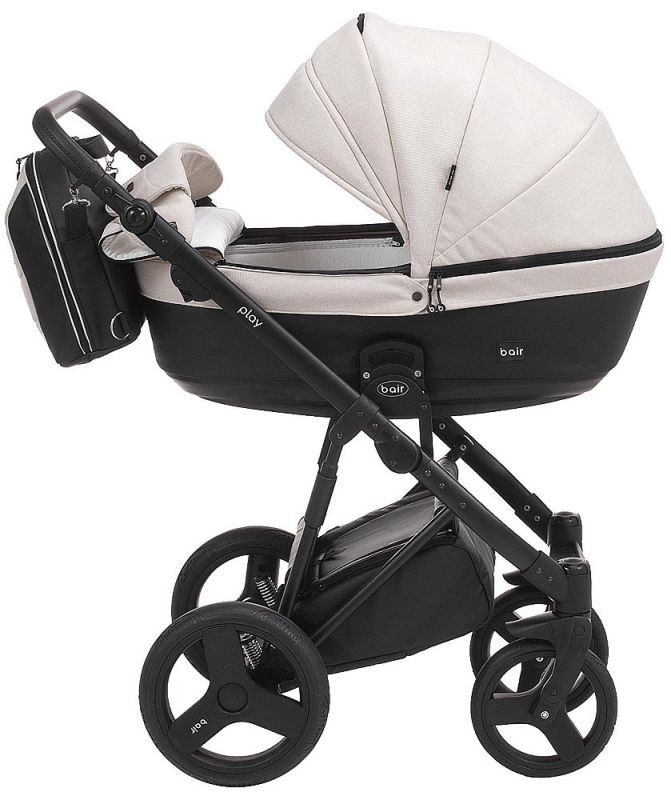 Коляска 2 в 1 Bair Play Plus Soft BPS-834 світло-бежевий - чорний (шкіра)