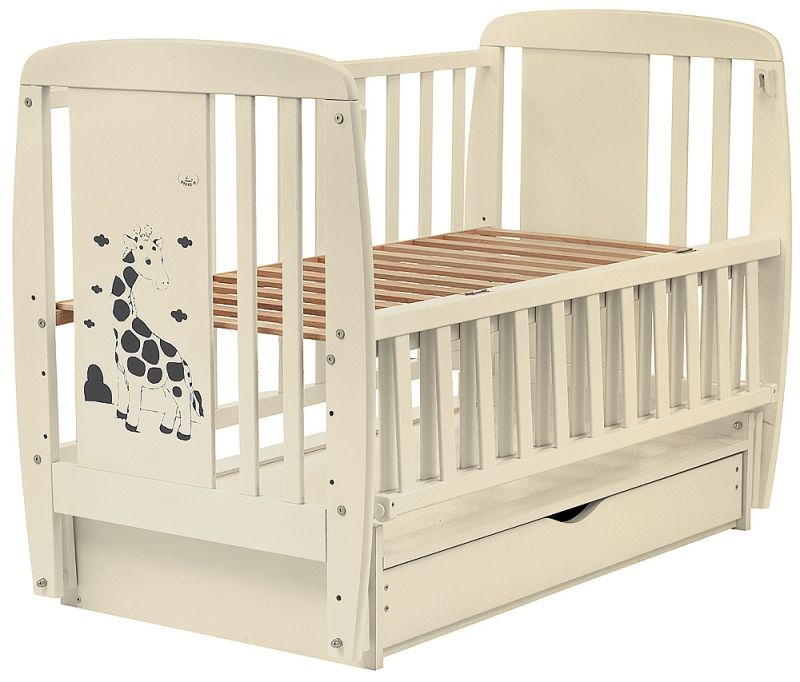 Ліжко Babyroom Жирафік маятник, ящик, відкидний бік DJMYO-3 бук слонова кістка