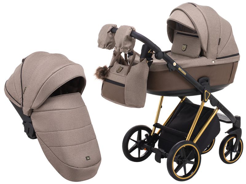 Коляска 2 в 1 Adamex Belissa Special Edidion (Gold) PS-526 коричневый - коричневая кожа (перфорация)