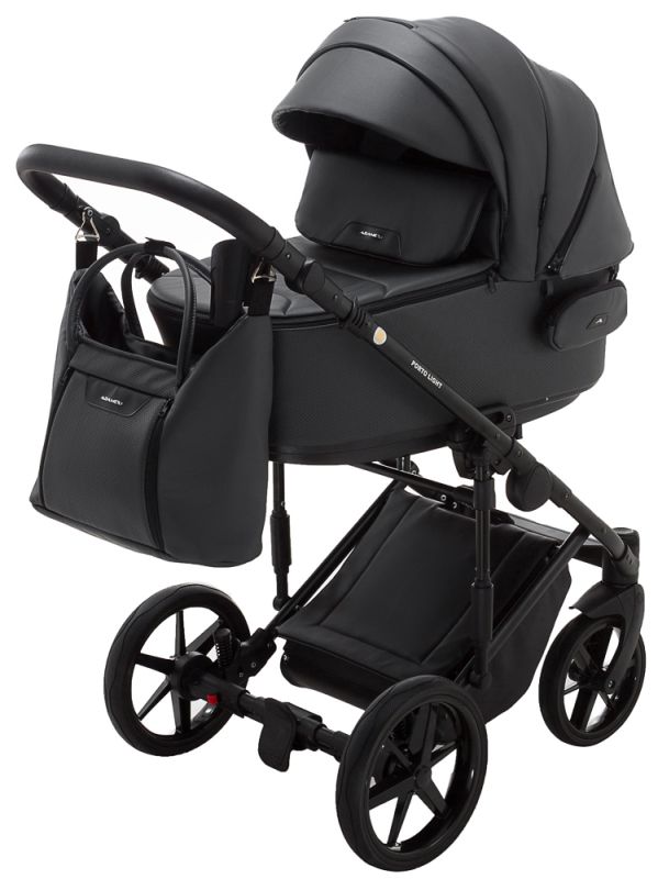 Коляска 2 в 1 Adamex Porto Light ECO шкіра 100% SA-5 графіт