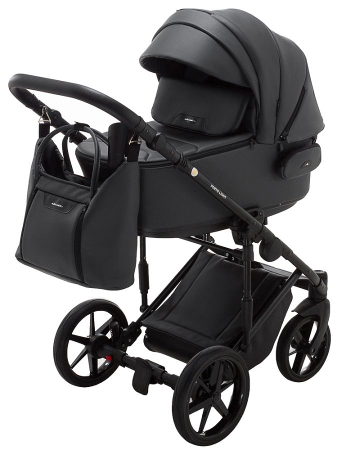 Коляска 2 в 1 Adamex Porto Light ECO шкіра 100% SA-5 графіт