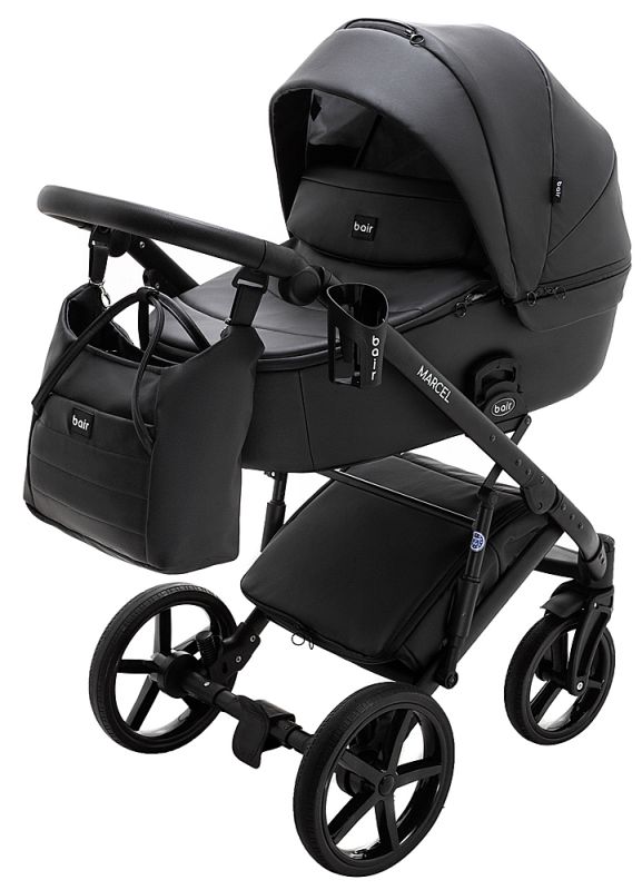 Коляска 2 в 1 Bair Marcel шкіра 100% BM-15 чорний