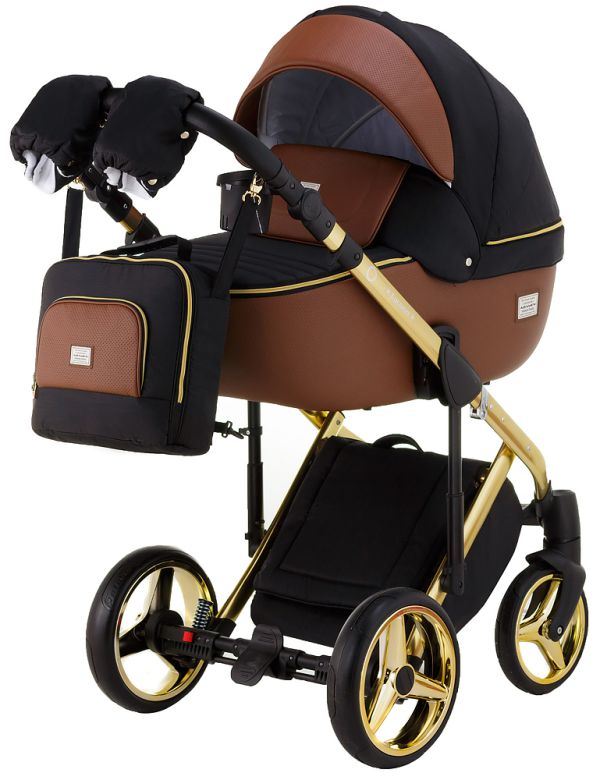 Коляска 2 в 1 Adamex Luciano Polar (Gold) Y800 коричневий (шкіра) - чорний