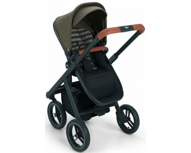 Коляска 2 в 1 Neonato Puro Urban на черной раме оливковый с черным полосками