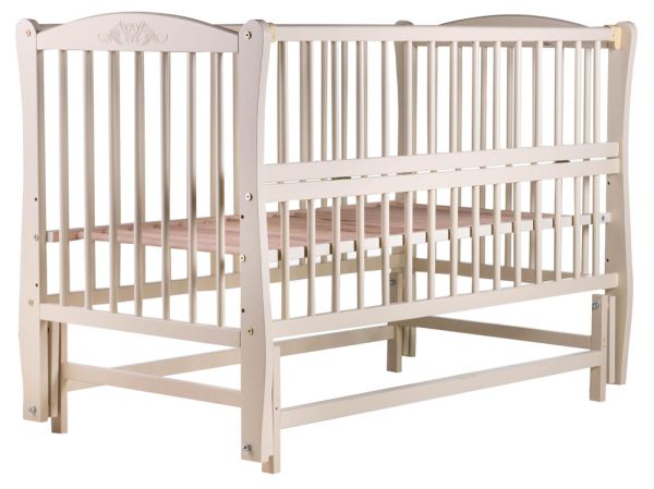 Кровать Babyroom Елит резьба, маятник, откидной бок DER-6  бук слоновая кость Кровать Babyroom Елит резьба, маятник, откидной бок DER-6  бук слоновая кость