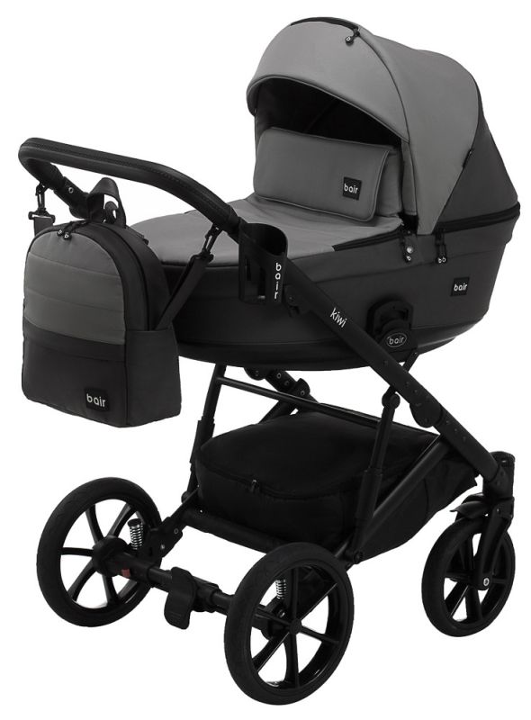 Коляска 2 в 1 Bair Kiwi кожа 100% BK-21/15 серый - графит
