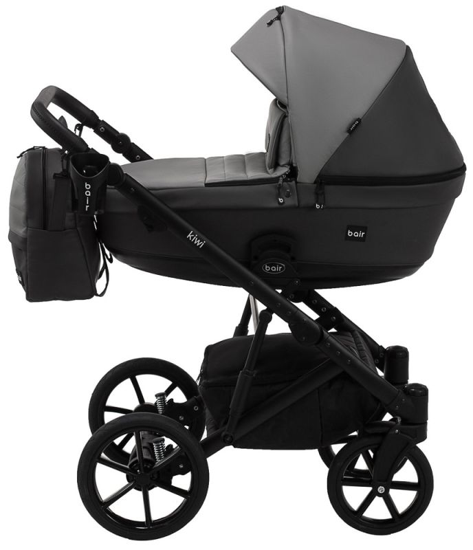 Коляска 2 в 1 Bair Kiwi кожа 100% BK-21/15 серый - графит
