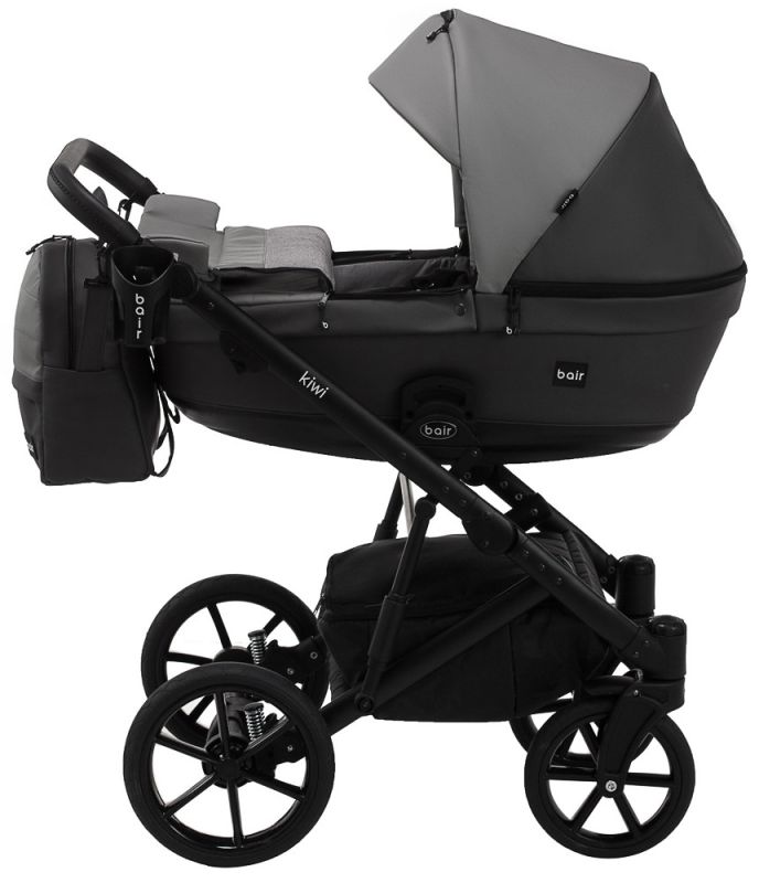 Коляска 2 в 1 Bair Kiwi кожа 100% BK-21/15 серый - графит