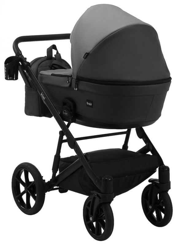 Коляска 2 в 1 Bair Kiwi кожа 100% BK-21/15 серый - графит