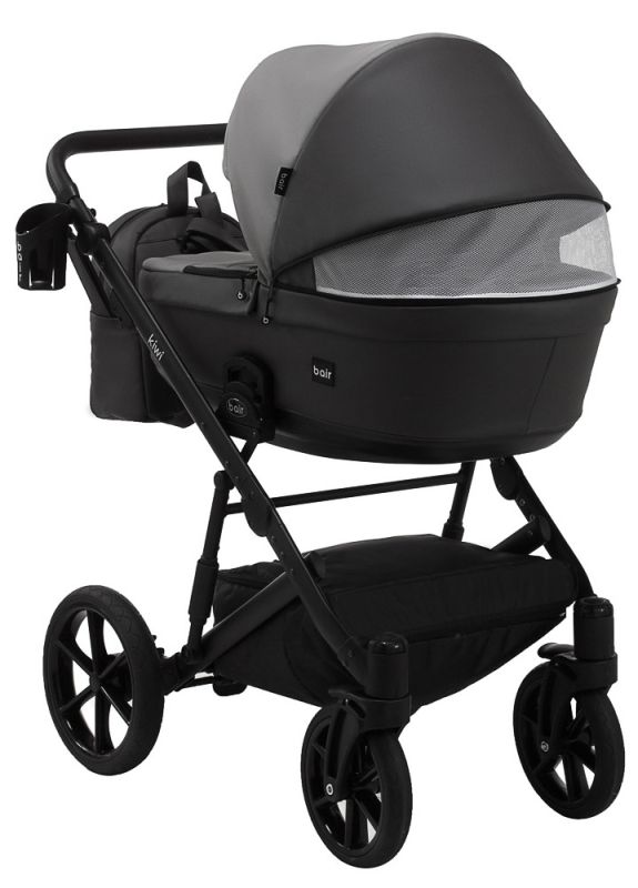 Коляска 2 в 1 Bair Kiwi кожа 100% BK-21/15 серый - графит