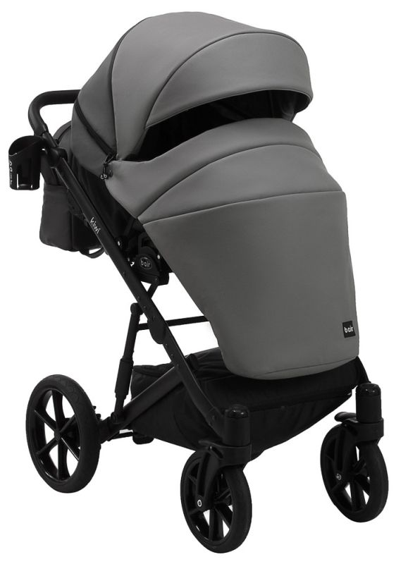 Коляска 2 в 1 Bair Kiwi кожа 100% BK-21/15 серый - графит