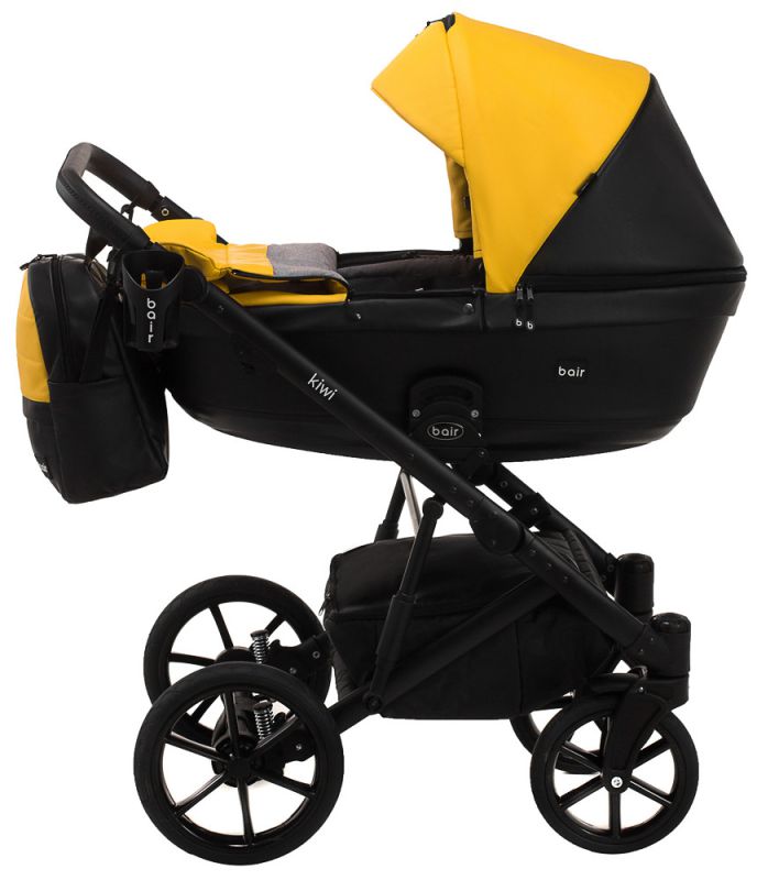 Коляска 2 в 1 Bair Kiwi кожа 100% BK-63/15 желтый - черный