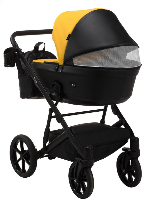 Коляска 2 в 1 Bair Kiwi кожа 100% BK-63/15 желтый - черный