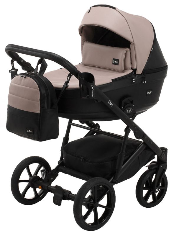 Коляска 2 в 1 Bair Kiwi кожа 100% BK-18/15 капучино - черный