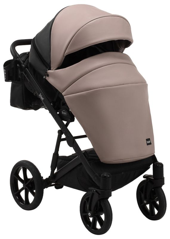 Коляска 2 в 1 Bair Kiwi кожа 100% BK-18/15 капучино - черный